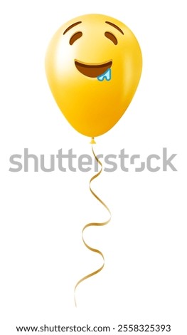 Emoji balloon with drooling face Yellow emoji smile