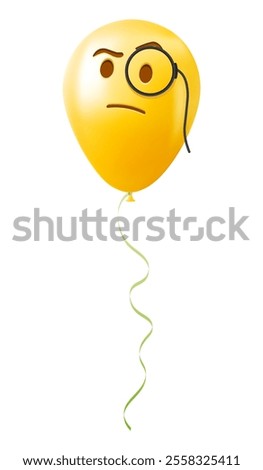 Emoji balloon with monocle face Yellow emoji smile