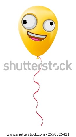 Emoji balloon with a grinning face with one large and one small eye Yellow emoji smile