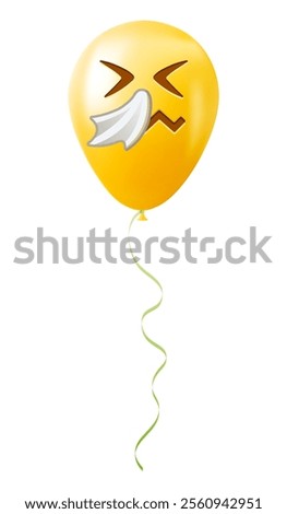 Emoji balloon with sneezing face Yellow emoji smile