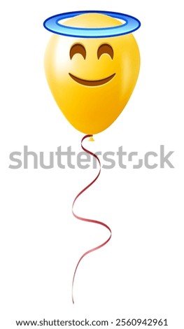 Emoji balloon with smiling face with halo Yellow emoji smile