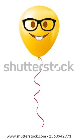 Emoji balloon with nerd face Yellow emoji smile