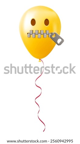 Emoji balloon with zipper mouth face Yellow emoji smile