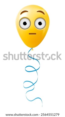 Emoji balloon with flushed face Yellow emoji smile