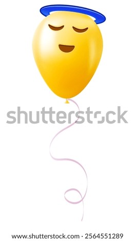 Emoji balloon with smiling face with halo Yellow emoji smile