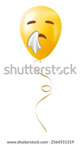 Emoji balloon with sneezing face Yellow emoji smile