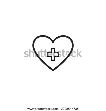 health heart plus icon. single icon isolated white background.EPS 10 For Website Mobile UI UX