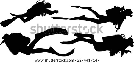 Set of scuba diver silhouette