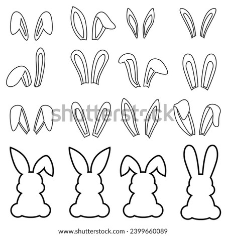 Rabbit Ear Outline. Rabbit Ears Line Art. Rabbit and bunny ears set. Rabbit Ear Icon.