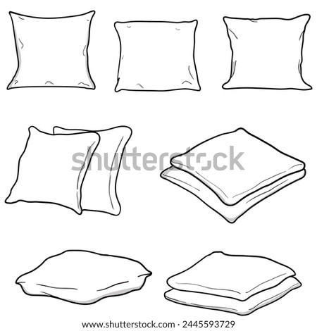 Set of pillows line art vector. Pillow clipart