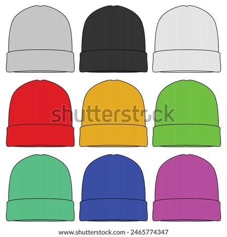 Set of beanie hats vector illustration. Beanie hats clipart