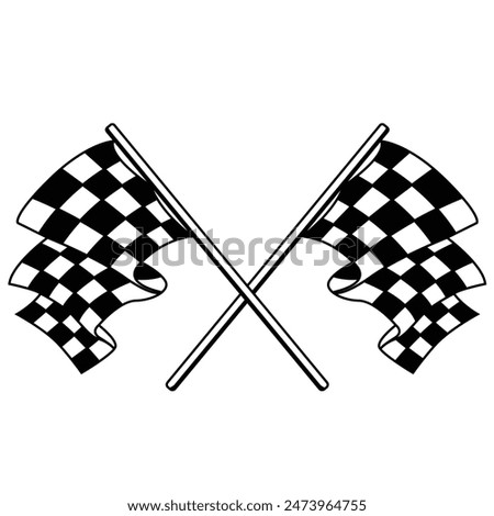 Crossed racing flag illustration. Checkered flag 