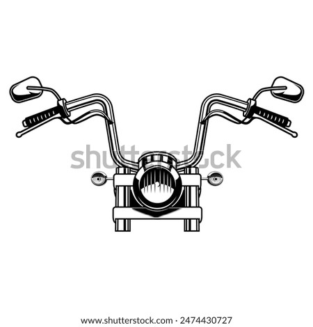 Motorcycle handlebars front view illustration. Steering Bar Motorcycle 