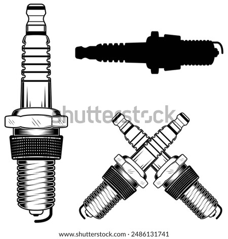 Motorcycle spark plug vector illustration. Crossed Spark Plug 