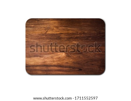 Similar – Image, Stock Photo Empty wooden square cutting board on black table, food display template