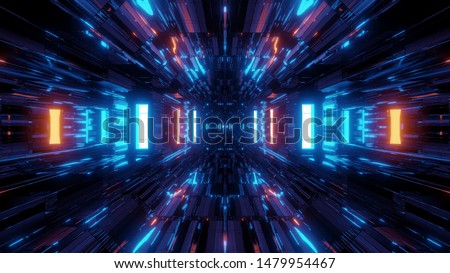 beautiful futuristic scifi space ship tunnel background 3d illustration 3d rendering loop endless looping