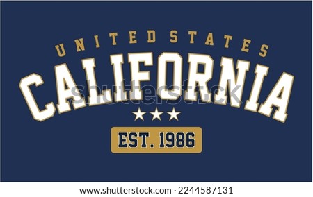 sport text city vector varsity california united states est design