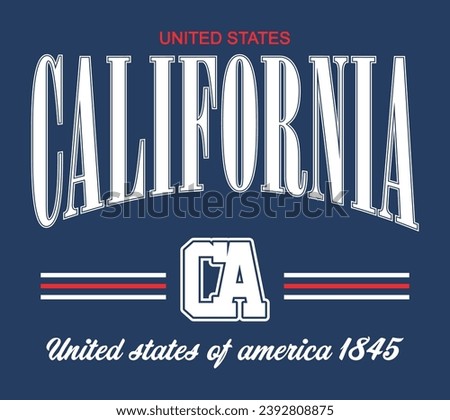 sport text city vector varsity California United States design t-shirt
