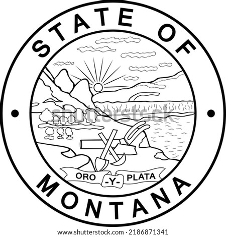 Montana State Seal logo eps vector black white outline cnc laser cutting, wood, metal engraving, Vinyl Cut, Cricut file