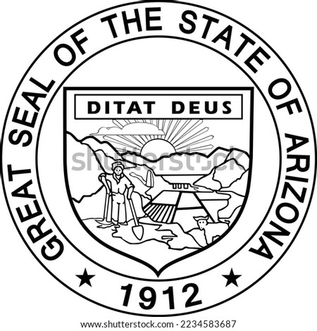 Arizona State seal vector outlines Black