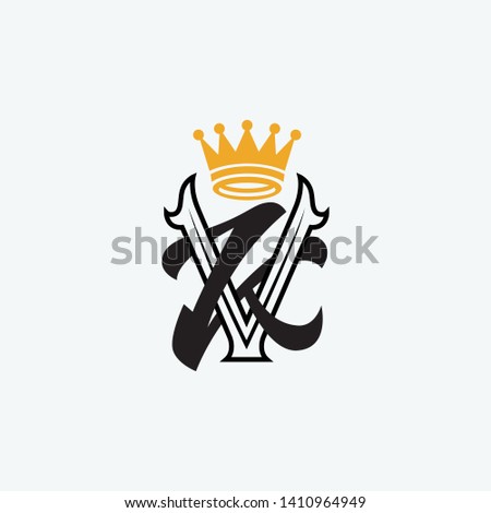 template logo KV or VK with Crown