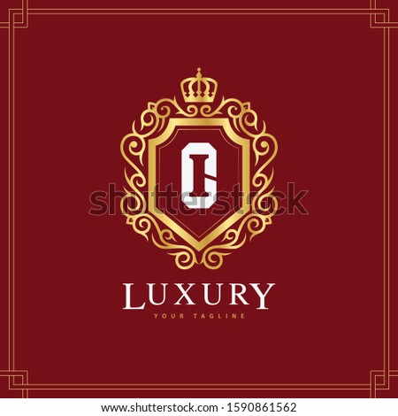 monogram letter CI or IC template logo vector luxury royal crown for greeting card, boutique, wedding Stock fotó © 