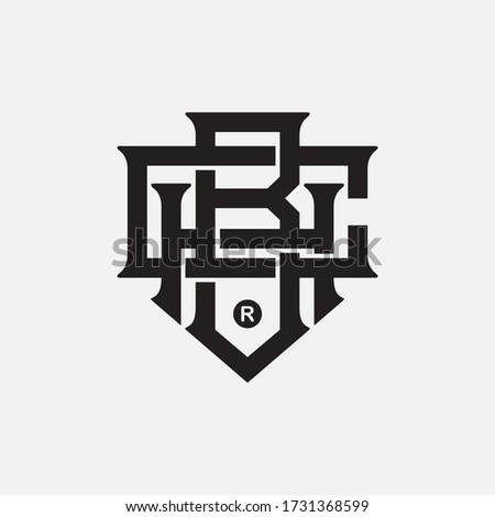 Initial letter BCH, BHC, CBH, CHB, HCB and HBC overlapping, interlock, monogram logo, black color on white background