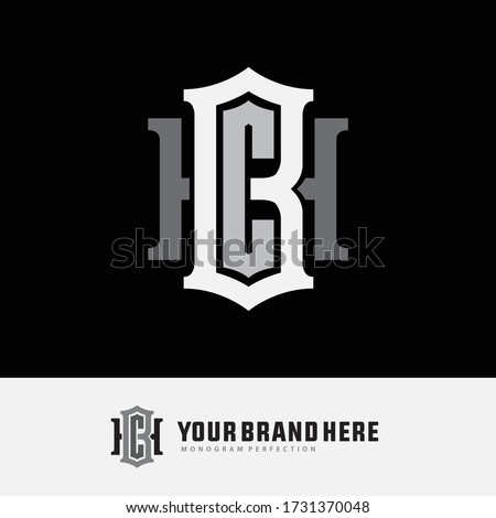 Initial letter BCH, BHC, CBH, CHB, HCB and HBC overlapping, interlock, monogram logo, white color on black background