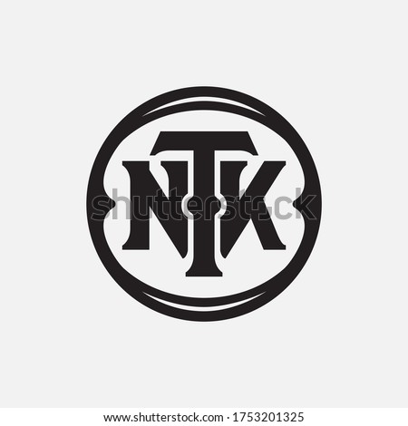 Initial letter TNK, TKN, KTN, KNT, NKT or NTK overlapping, interlock, monogram logo, black color on white background