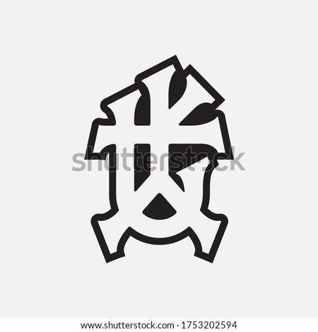 Initial letter TNK, TKN, KTN, KNT, NKT or NTK overlapping, interlock, monogram logo, black and white color on white background