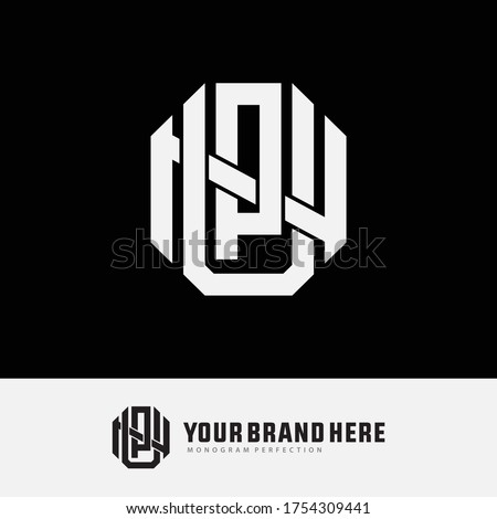 Initial letter UPN, UNP, PUN, PNU, NUP  or NPU overlapping, interlock, monogram logo, white color on black background