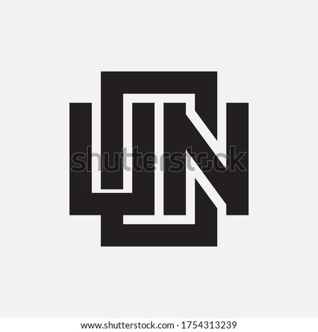 Initial letter UCN, UNC, CUN, CNU, NUC or NCU overlapping, interlock, monogram logo, black color on white background