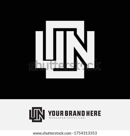 nitial letter UCN, UNC, CUN, CNU, NUC or NCU overlapping, interlock, monogram logo, white color on black background