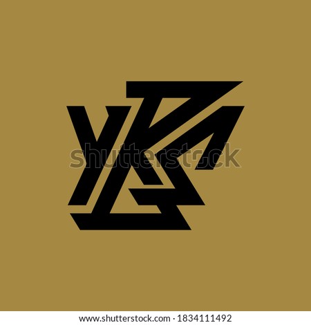 Initial letter Y, B, S, YBS, YSB, BSY, BYS, SYB or SBY overlapping, interlock, monogram logo, black color on gold background
