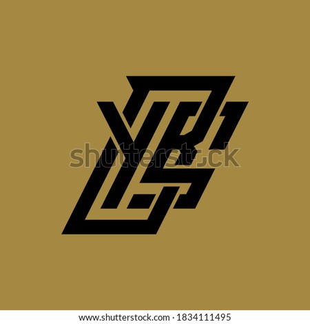 Initial letter Y, B, S, YBS, YSB, BSY, BYS, SYB or SBY overlapping, interlock, monogram logo, black color on gold background