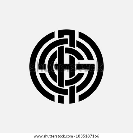 Initial letter S, C, A, SCA, SAC, CSA, CAS, ASC or ACS overlapping, interlock, monogram logo, black color on white background