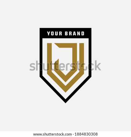 Monogram logo letter J, V, JV or VJ modern, simple, sporty, black and gold color on white background Stock fotó © 