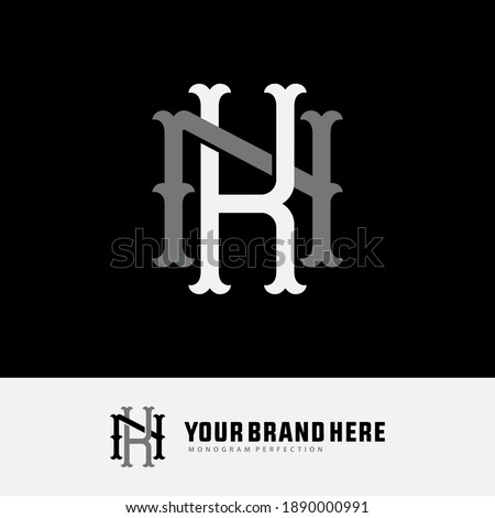 Initial letter K, N, KN or NK overlapping, interlock, monogram logo, white and gray color on black background