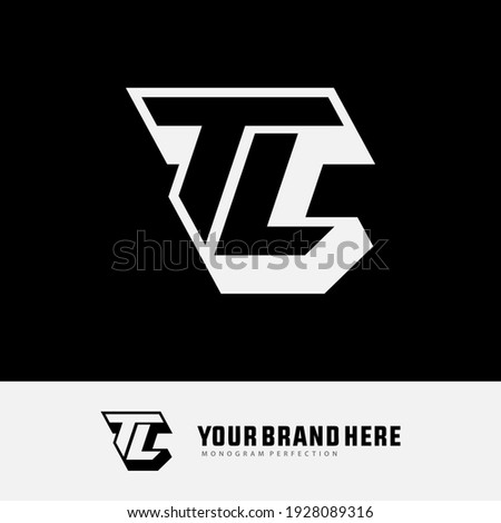 Monogram logo letter T, L, TL or LT `modern, simple, sporty, black and white color on black background Stock fotó © 