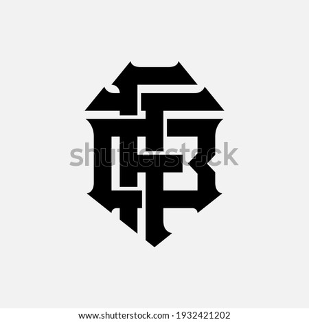 Initial letters F, T, B, FTB, FBT, TFB, TBF, BFT or BTF overlapping, interlock, monogram logo, black color on white background