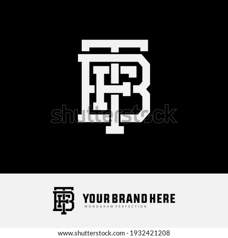 Initial letters F, T, B, FTB, FBT, TFB, TBF, BFT or BTF overlapping, interlock, monogram logo, white color on black background Stock fotó © 