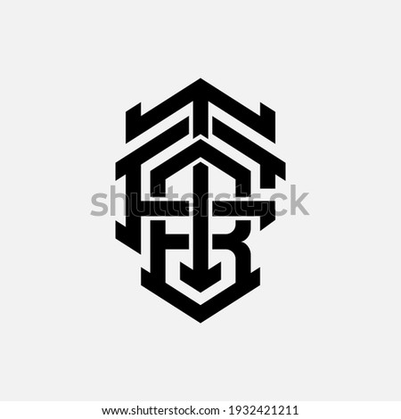 Initial letters F, T, B, FTB, FBT, TFB, TBF, BFT or BTF overlapping, interlock, monogram logo, black color on white background