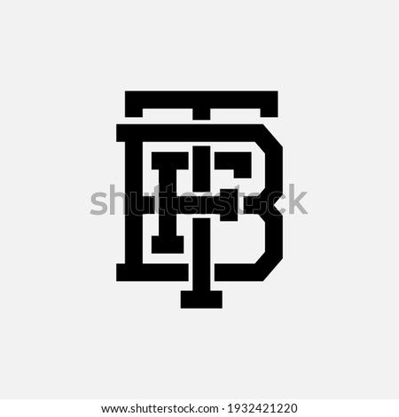 Initial letters F, T, B, FTB, FBT, TFB, TBF, BFT or BTF overlapping, interlock, monogram logo, black color on white background