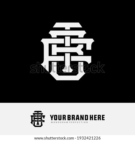 Initial letters F, T, B, FTB, FBT, TFB, TBF, BFT or BTF overlapping, interlock, monogram logo, white color on black background