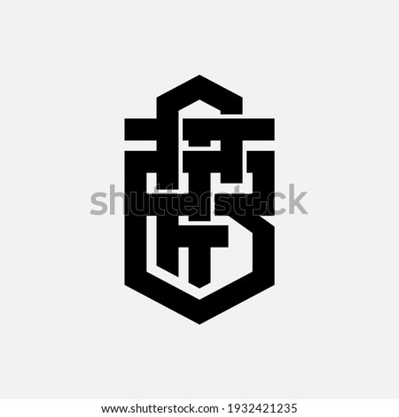 Initial letters F, T, B, FTB, FBT, TFB, TBF, BFT or BTF overlapping, interlock, monogram logo, black color on white background