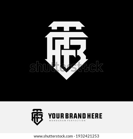 Initial letters F, T, B, FTB, FBT, TFB, TBF, BFT or BTF overlapping, interlock, monogram logo, white color on black background