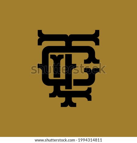 Initial letters C, T, L, CTL, CLT, TLC, TCL, LCT or LTC overlapping, interlocked monogram logo, black color on gold background