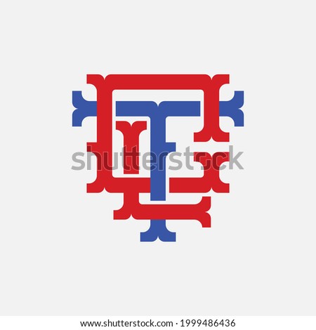 Initial letters C, T, L, CTL, CLT, TLC, TCL, LCT or LTC overlapping, interlocked monogram logo, blue and red color on white background