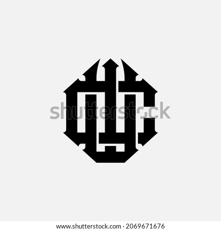 Monogram logo, Initial letters C, W, CW or WC, black color on white background