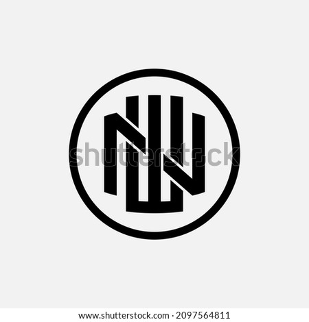 Monogram logo, Initial letters N, W, NW or WN, Modern, Sporty, black color on white background